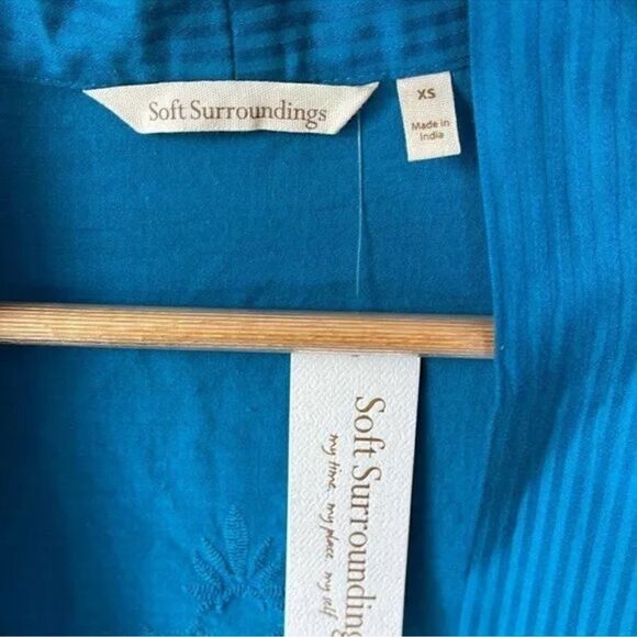 NWT Soft Surroundings Blue Nightingale Topper Open Front Eyelet Cardigan - Picture 5 of 9